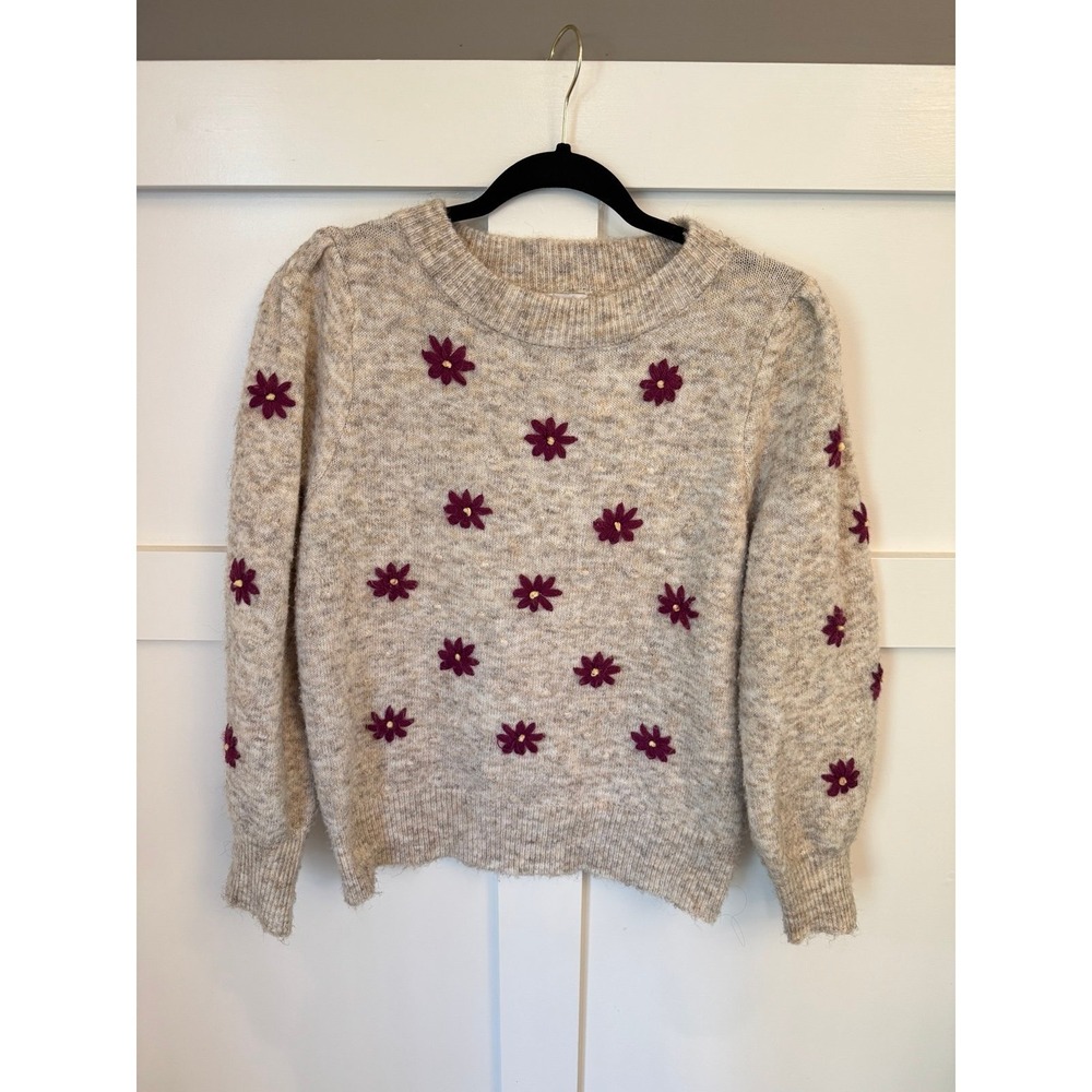 FRNCH‎ Paris floral embroidered sweater size medium EUC